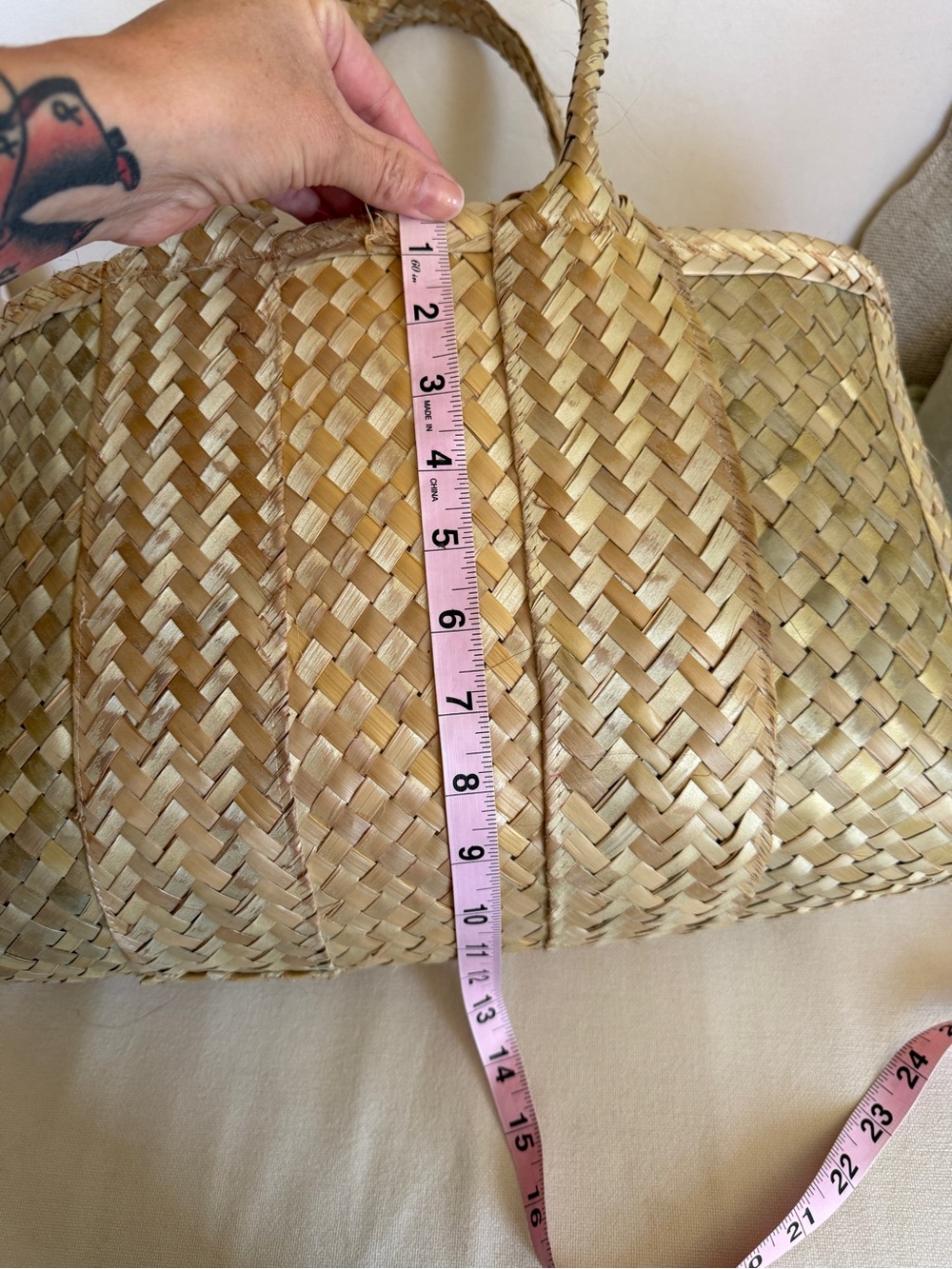 Handmade A and A hidden treasures Woven Natural Straw Tote Bag Beige - Picture 8 of 10